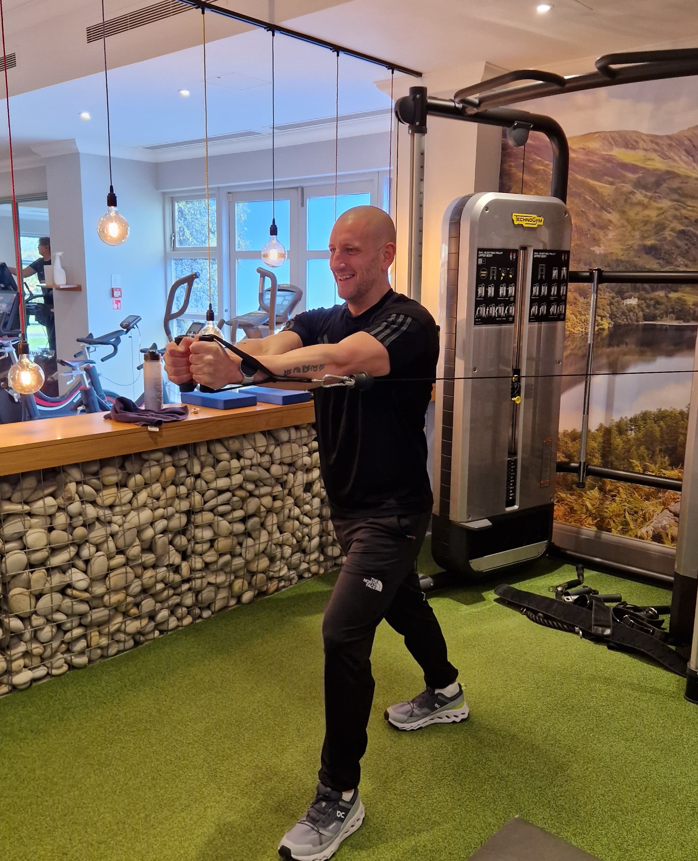 Sean Ryder - Personal Trainer in Cumbria training with dumbbells at Emont Bridge Village Hall, Penrith